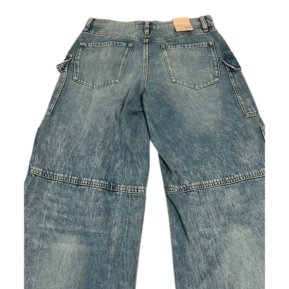 NWT Alice + Olivia Wide Leg Cargo Jeans Light Wash Women's 29 - Picture 14 of 16